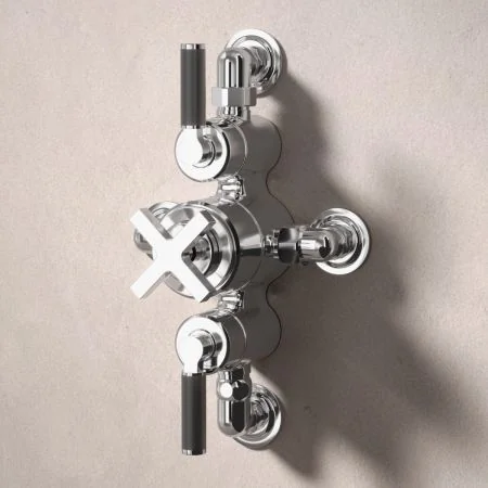 Bayor Dual Outlet Semi Exposed Shower with Slider Rail & 8" Rose - Black Lever