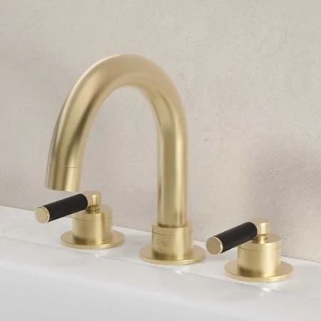 Bayor Deck Mounted 3 Hole Bath Filler - Black Lever