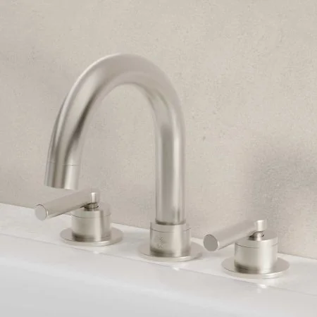 Bayor Deck Mounted 3 Hole Bath Filler - Metal Lever - Brushed Nickel