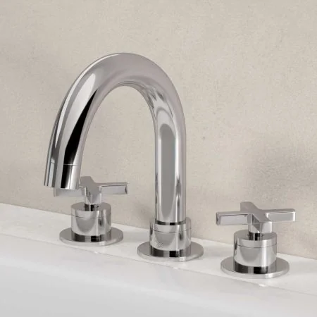 Bayor Deck Mounted 3 Hole Bath Filler - Crosshead - Chrome