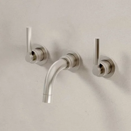 Senska - 3-Hole Basin Mixer Tap - Backsplash Basin Mounted - Metal Lever