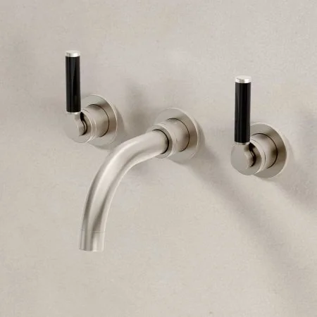 Senska - 3-Hole Basin Mixer - Deck Mounted - Black Lever