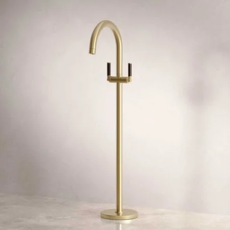 Bayor Floor Mounted Bath Filler - Black Lever