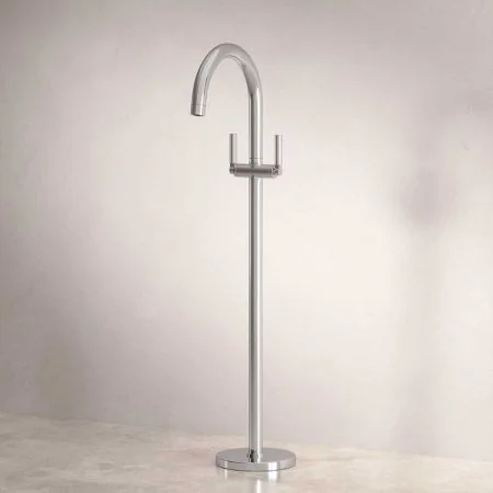 Bayor Floor Mounted Bath Filler - Metal Lever - Chrome