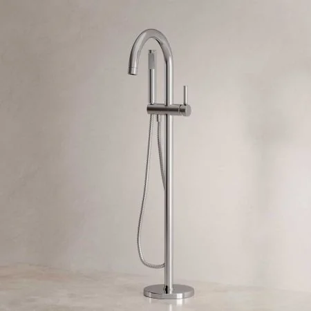 Bayor Floor Mounted Bath Shower Mixer - Metal Lever - Chrome