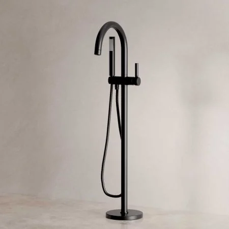 Bayor Floor Mounted Bath Shower Mixer - Metal Lever
