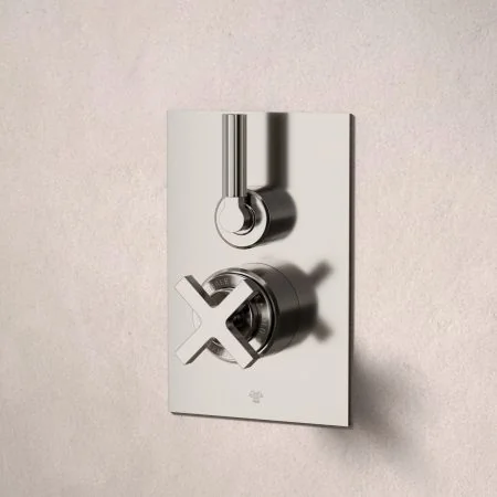 Bayor Single Outler Concealed Shower with 210mm Ceiling Arm & 8" Rose - Metal Lever - Brushed Nickel