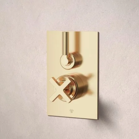 Bayor Single Outler Concealed Shower with 210mm Ceiling Arm & 8" Rose - Metal Lever - Living Brass