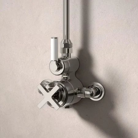 Bayor Single Outlet Exposed Shower with 8" Rose - White Lever