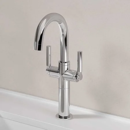 Bayor Deck Mounted Monobloc Basin Mixer with 100mm Extension - Metal Lever - Chrome