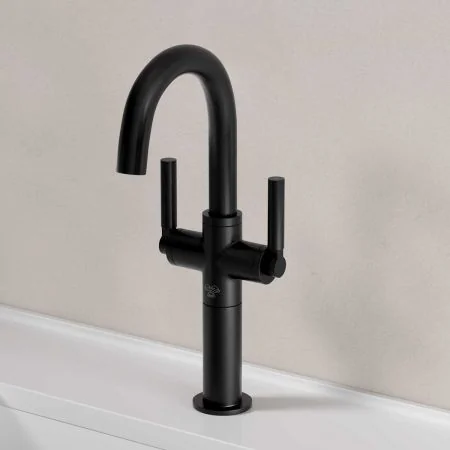 Bayor Deck Mounted Monobloc Basin Mixer with 100mm Extension - Metal Lever - Matt Black
