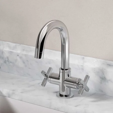 Bayor Deck Mounted Monobloc Basin Mixer - Crosshead - Chrome