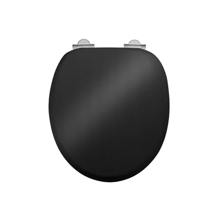 The Burlington Toilet Seat Soft Gloss Black - Chrome Hinge
