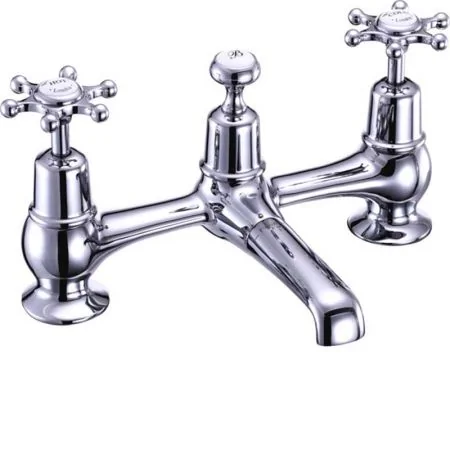 Burlington Birkenhead 2 Tap Hole Bridge Basin Mixer with Plug and Chain