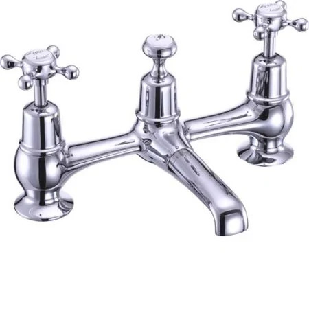 Burlington Claremont 2 Tap Hole Bridge Basin Mixer with Plug and Chain