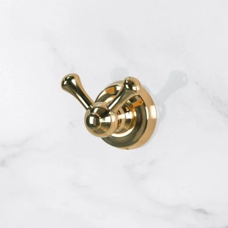 Traditional Double Robe Hook - Living Brass