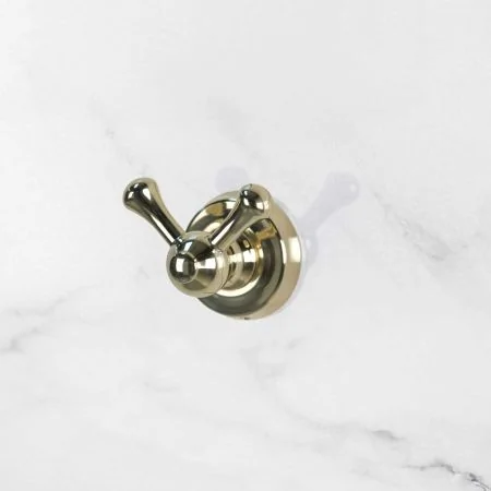 Traditional Double Robe Hook - Living Brass