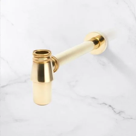 Traditional Collection Round Bottom Basin Bottle Trap - Living Brass