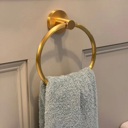 Contemporary Collection Round Towel Ring - Brushed Brass