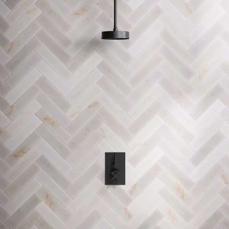 Bayor Single Outlet Concealed Shower with 210mm Ceiling Arm, 8" Rose & Metal Levers in Matt Black