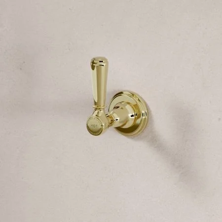 Linton Wall Mounted 3 Hole Basin Mixer - 175mm Spout - White Lever - Timeless Brass