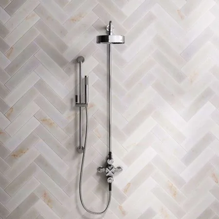 Bayor Dual Outlet Exposed Shower with Slider Rail, 8" Rose & Black Levers in Chrome