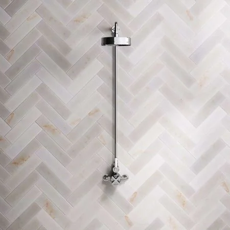 Elbe - Exposed Shower Set - White Lever - 8" or 6" Rose