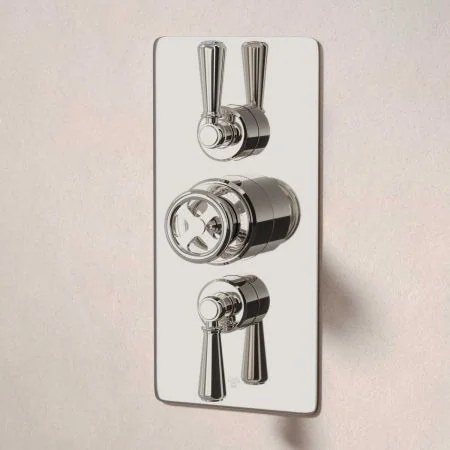 Klee Dual Outlet Concealed Shower with Hook Mount, 500mm Wall Arm & 8" Rose - Metal Lever - Polished Nickel