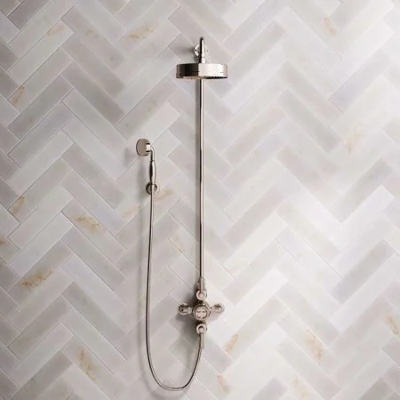 Klee Dual Outlet Exposed Shower with Rigid Riser, Hook Mount & 8" Rose - Metal Lever - Polished Nickel