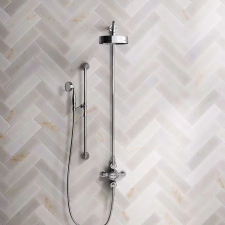 Klee Dual Outlet Exposed Shower with Rigid Riser, Slider Rail & 8" Rose - Metal Lever
