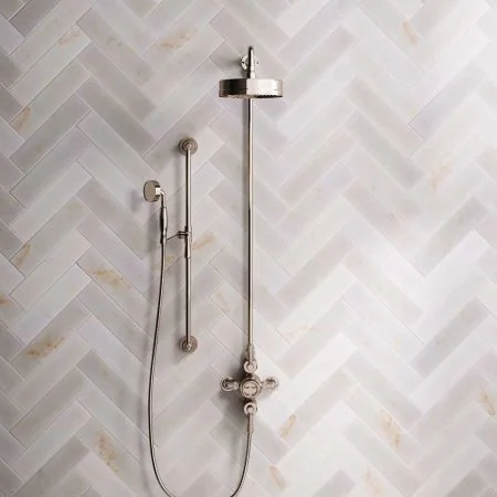 Klee Dual Outlet Exposed Shower with Rigid Riser, Slider Rail & 8" Rose - Metal Lever - Polished Nickel