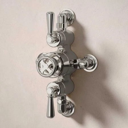 Klee Dual Outlet Semi Exposed Shower with Hook Mount, 210mm Ceiling Arm & 8" Rose - Metal Lever - Polished Nickel
