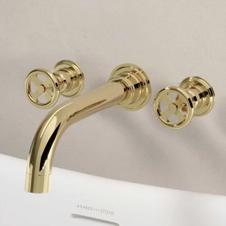 Klee Wall Mounted 3 Hole Bath Filler - Timeless Brass