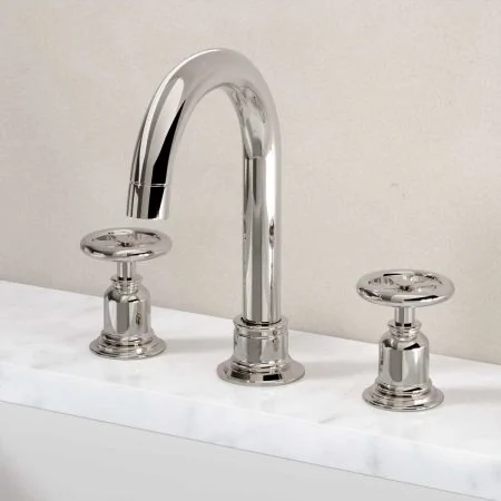 Klee Deck Mounted 3 Hole Basin Mixer - Polished Nickel