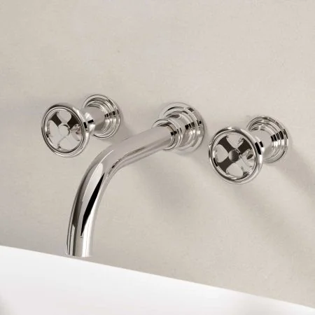 Klee Wall Mounted 3 Hole Basin Mixer - Polished Nickel