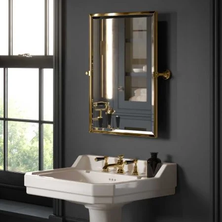Traditional Collection Hinged Rectangular Mirror - Living Brass