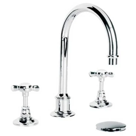 Lefroy Brooks Classic Tubular Three Hole Basin Mixer With Click-Up Waste LB1230