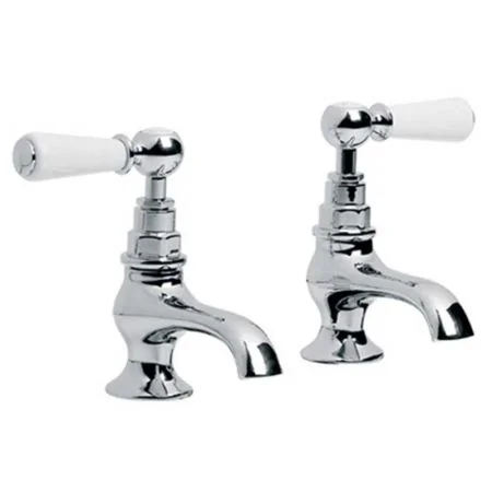 Lefroy Brooks Classic White Lever Basin Pillar Taps (Pair) WL8022