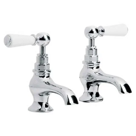 Lefroy Brooks Classic White Lever Bath Pillar Taps (Pair) 3/4" WL8054
