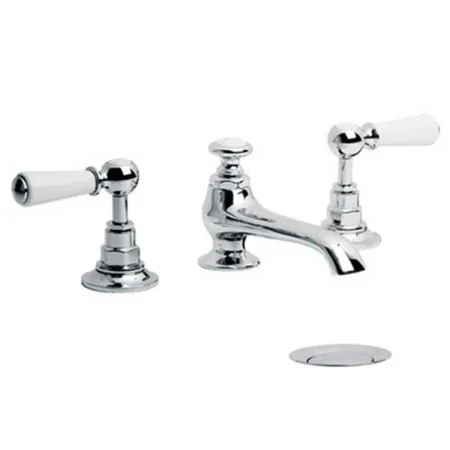 Lefroy Brooks Classic Connaught Three Hole Basin Mixer With Handwheels And Pop-Up Waste WL1224