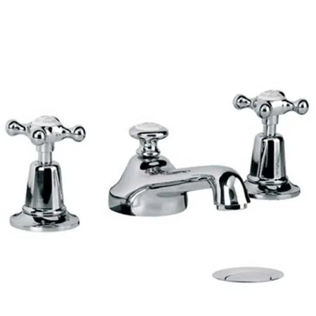 Lefroy Brooks Classic Three Hole Basin Mixer With Connaught Handwheels And Pop-Up Waste CH1220