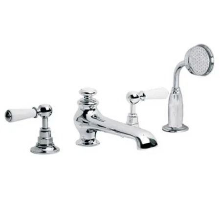 Lefroy Brooks Classic White Lever Four Hole Bath Set With Diverter And Pull-Out Hand Shower WL1250