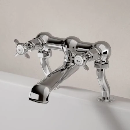 Linton Classic Deck Mounted Bath Filler with Crosshead in Chrome