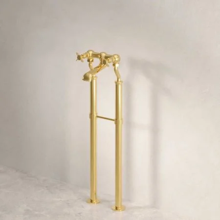 Linton Floor Mounted Bath Filler Tap in Living Brass