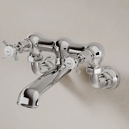 Linton Classic Bath Filler Tap Wall Mounted X Top Chrome