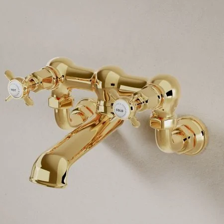 Linton Classic Bath Filler Tap Wall Mounted X Top Living Brass