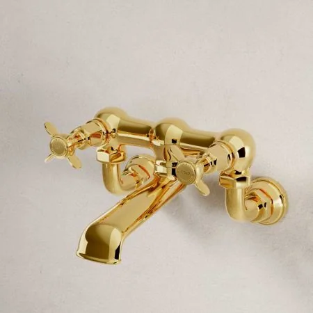 Linton Bath Filler Tap Wall Mounted X Top Living Brass