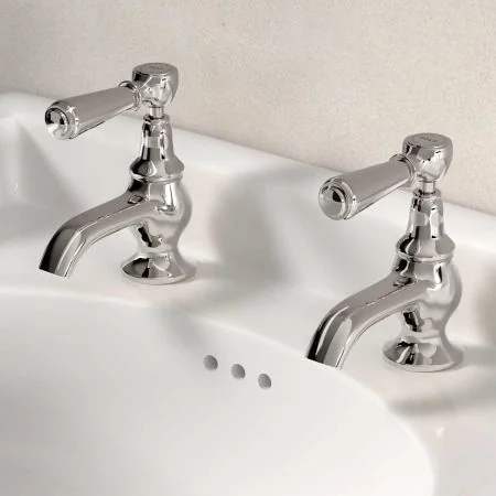 Linton 1/2BSP Basin Pillar Taps Metal Lever