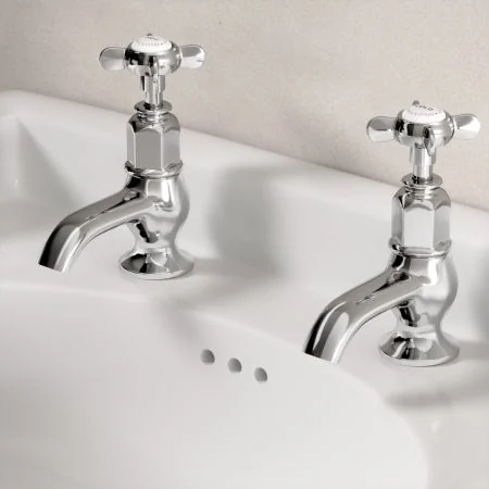 Linton Classic Basin Pillar Taps with Crossheads in Chrome