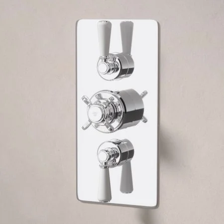 Linton Dual Outlet Concealed Shower with Slider Rail - White Lever
